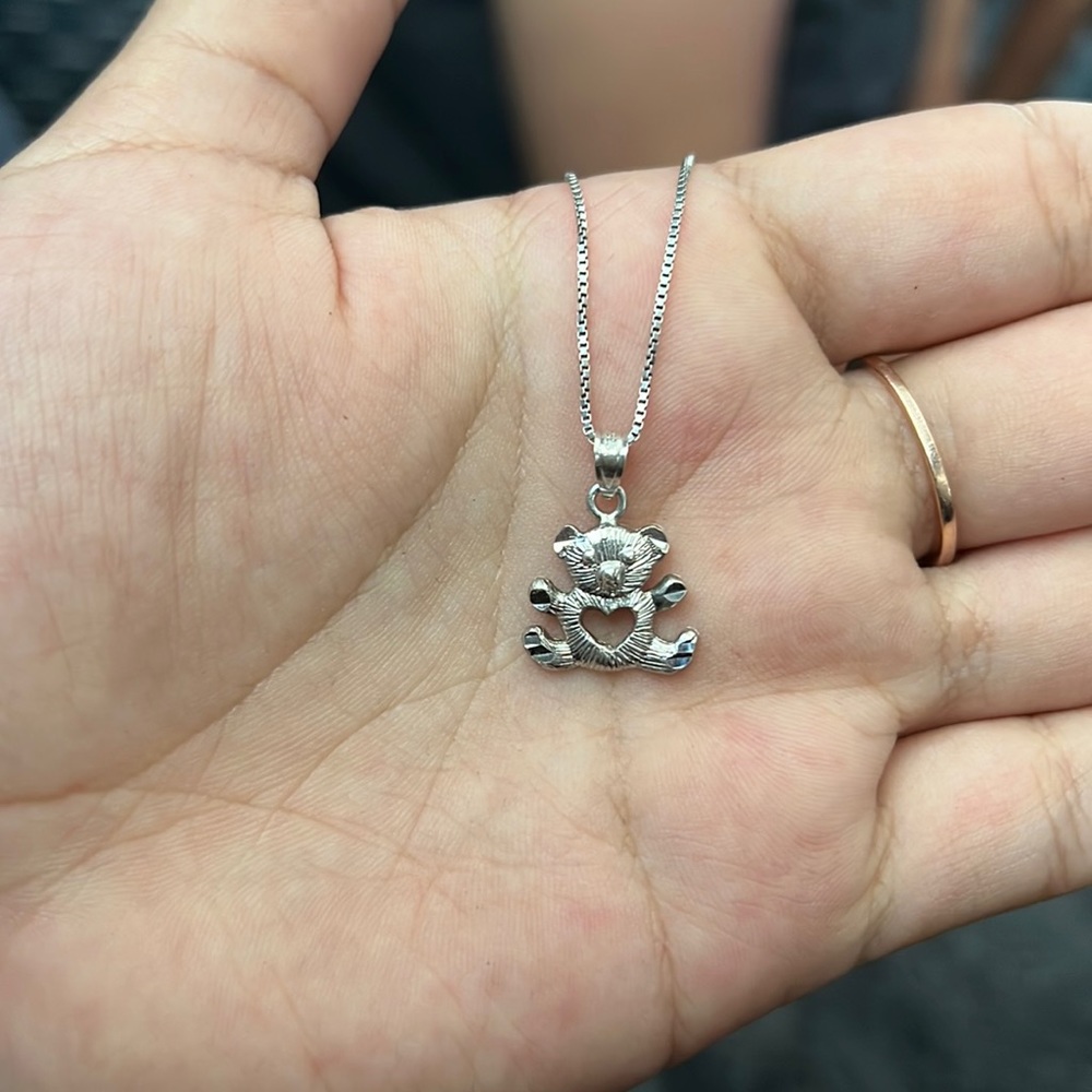 Bear with heart necklace